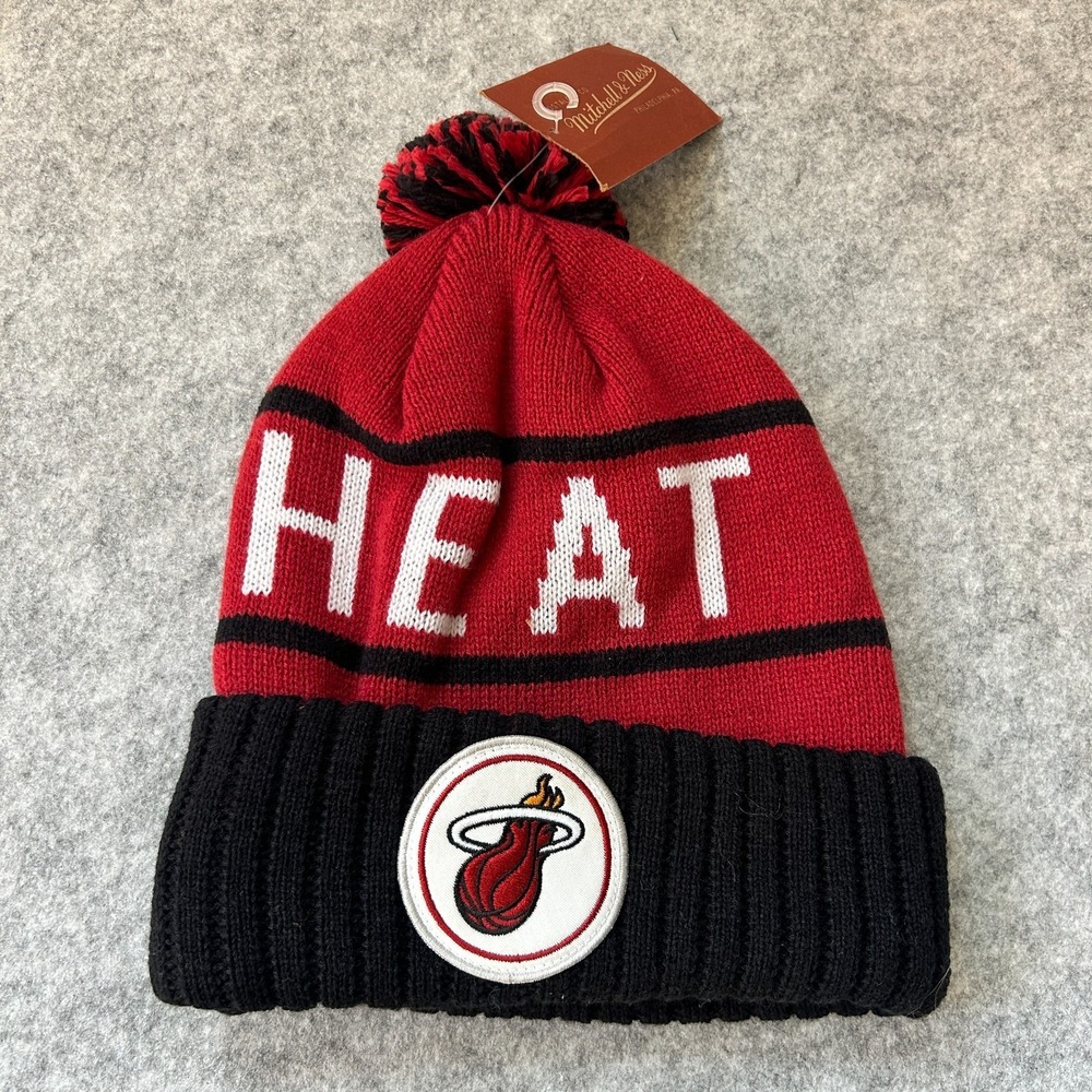 Miami Heat Classics Stocking Cap Cuffed Beanie NBA Red Knit Mitchell & Ness